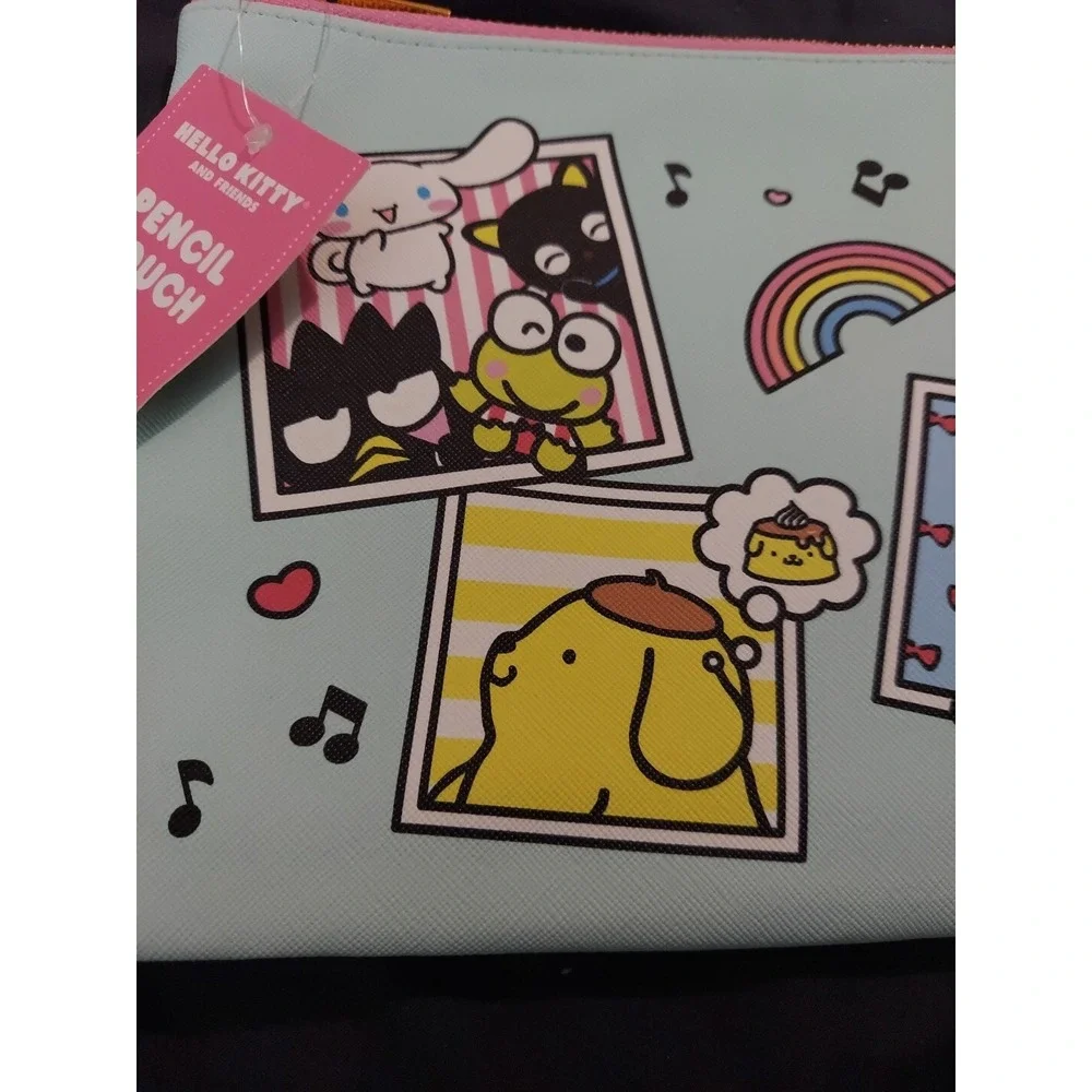 2024 Sanrio Hello Kitty & Friends Large Pink Teal Pencil Pouch‎ Case Zipper NEW